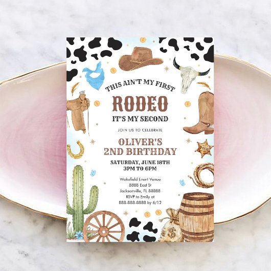 Invitation Western Rodeo Cowboy Second Rodeo 2nd Birthday