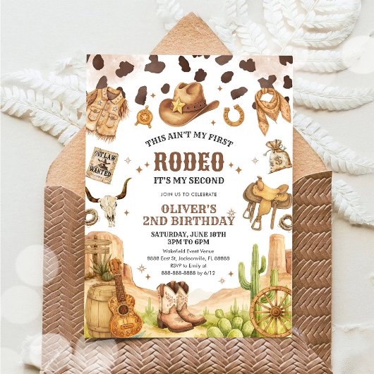 Invitation Western Rodeo Cowboy Second Rodeo 2nd Birthday