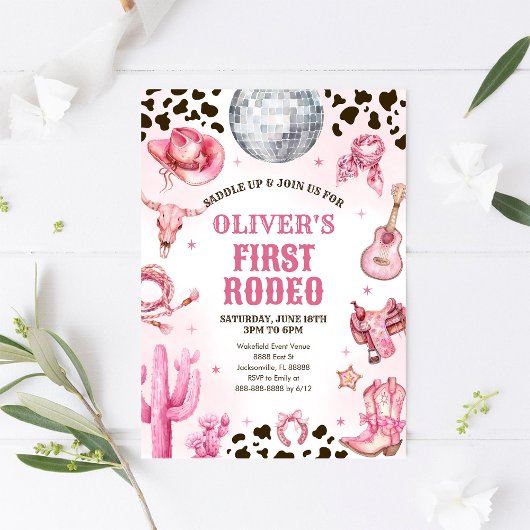 Invitation Western Rodeo Cowgirl First Rodeo 1st Birthday