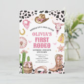 Invitation Western Rodeo Cowgirl First Rodeo 1st Birthday (Debout devant)