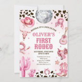 Invitation Western Rodeo Cowgirl First Rodeo 1st Birthday (Devant)