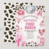 Invitation Western Rodeo Cowgirl First Rodeo 1st Birthday (Devant / Derrière)