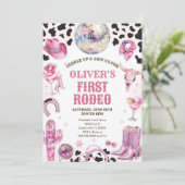 Invitation Western Rodeo Cowgirl First Rodeo 1st Birthday (Debout devant)