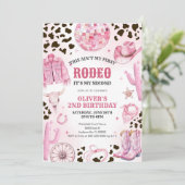 Invitation Western Rodeo Cowgirl Second Rodeo 2nd Birthday (Debout devant)