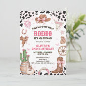 Invitation Western Rodeo Cowgirl Second Rodeo 2nd Birthday (Debout devant)