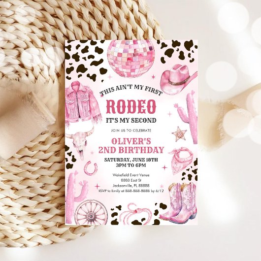Invitation Western Rodeo Cowgirl Second Rodeo 2nd Birthday