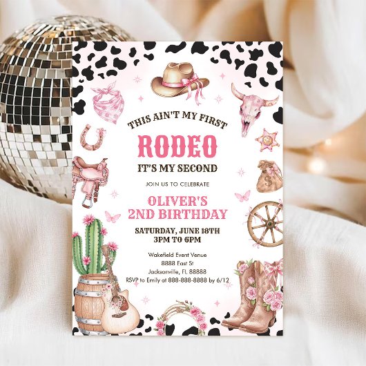 Invitation Western Rodeo Cowgirl Second Rodeo 2nd Birthday