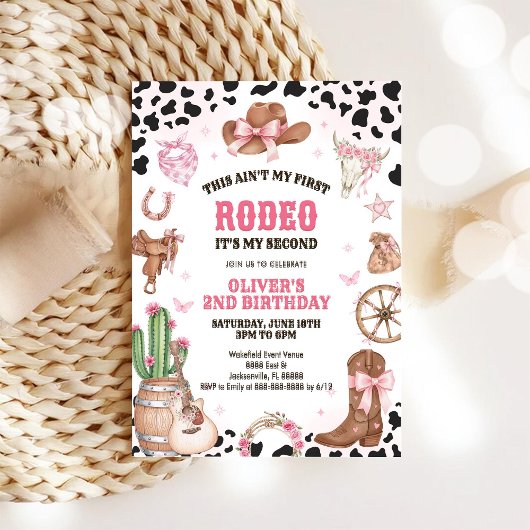 Invitation Western Rodeo Cowgirl Second Rodeo 2nd Birthday