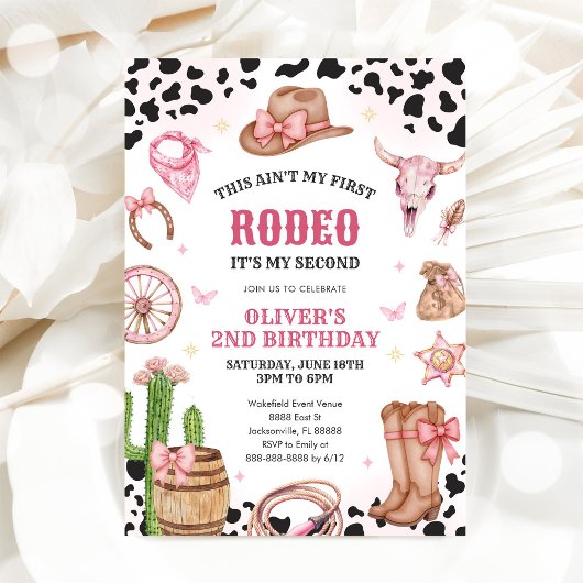 Invitation Western Rodeo Cowgirl Second Rodeo 2nd Birthday