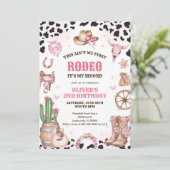 Invitation Western Rodeo Cowgirl Second Rodeo 2nd Birthday (Debout devant)