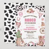 Invitation Western Rodeo Cowgirl Second Rodeo 2nd Birthday (Devant / Derrière)