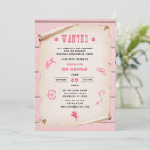 Invitation Western Rodeo Recherchée fille rose Anniversaire (Debout devant)