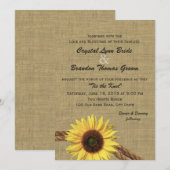 Invitation Western Rope et Mariage de tournesol (Devant / Derrière)