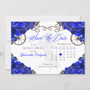 Invitation Western Royal Blue Quinceañera Enregistrer La Date