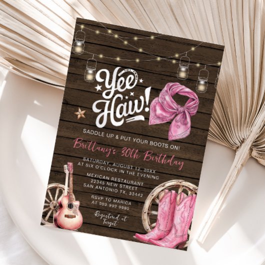 Invitation Western Rustic 30e, 40e anniversaire de la fille