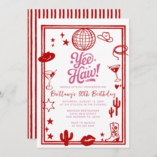 Invitation Western Rustic 30e, 40e anniversaire de la fille (Devant / Derrière)
