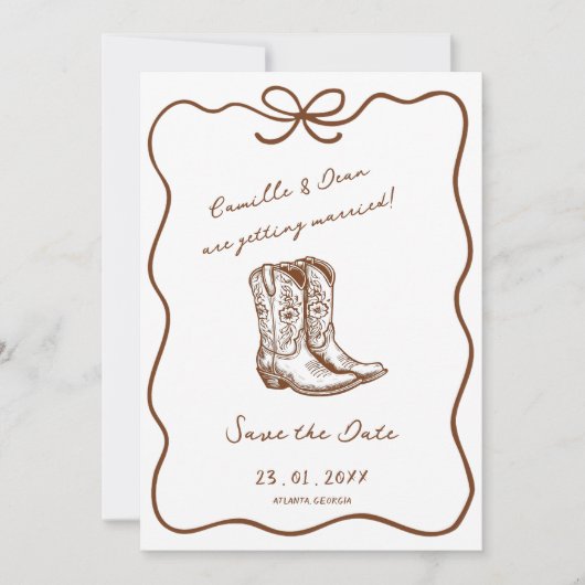 Invitation Western Rustic boho photo QR Code Save the Date  I (Devant)