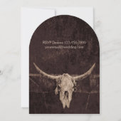 Invitation Western Rustic Brown Pays Rodeo Bull Arche crâne (Dos)