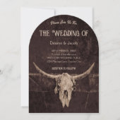 Invitation Western Rustic Brown Pays Rodeo Bull Arche crâne (Devant)