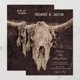Invitation Western Rustic Brown Pays Rodeo Taureau