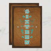 Invitation Western Rustic Brown & Turquoise SIXTEEN 16 Partie (Devant / Derrière)