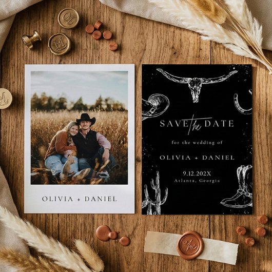 Invitation Western Rustic Country cowboy Photo Save The Date