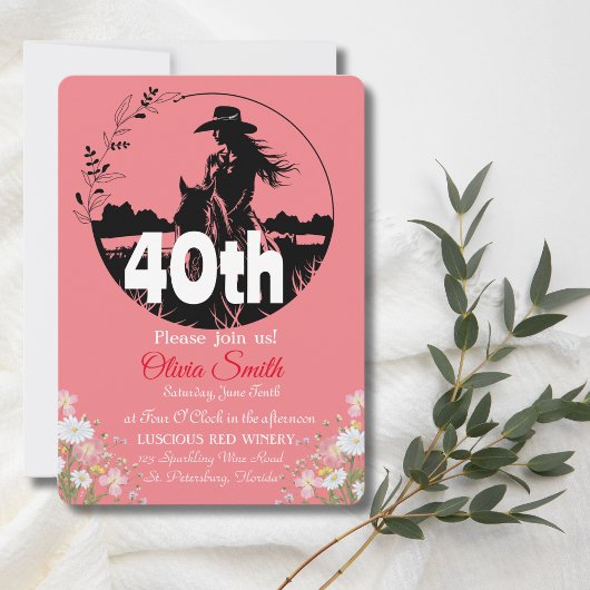 Invitation Western Rustic Country Fleur sauvage 40e anniversa