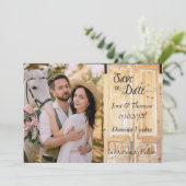 Invitation Western Rustic Country Photo Sauvez la date (Debout devant)