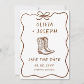 Invitation Western Rustic Cowboy Boots Photo Save the Date (Devant)