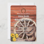 Invitation Western Rustic Cowgirl Boots Hat Sunflower 40th (Devant)