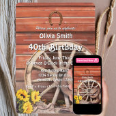 Invitation Western Rustic Cowgirl Boots Hat Sunflower 40th