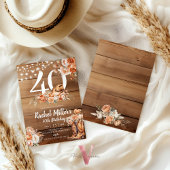 Invitation Western Rustic Dried Flower Hat Boots Birthday