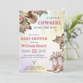 Invitation Western Rustic Floral Baby shower Party (Debout devant)