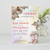 Invitation Western Rustic Floral Baby shower Party (Debout devant)