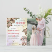 Invitation Western Rustic Floral Baby shower Party Photo (Debout devant)