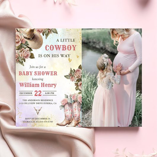 Invitation Western Rustic Floral Baby shower Party Photo