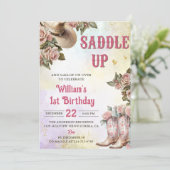 Invitation Western Rustic Floral fête d'anniversaire (Debout devant)