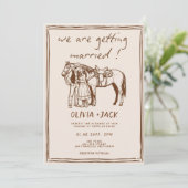 Invitation Western Rustic Hand Drawn Photo QR Code Wedding (Debout devant)