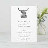 Invitation Western Rustic Pampas Grass Boho Cow skull Wedding (Debout devant)