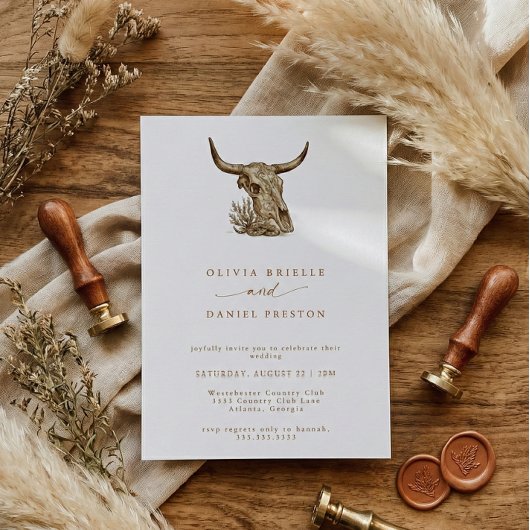Invitation Western Rustic Pampas Grass Boho Wedding