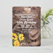 Invitation Western Rustic Sunflower Boot Casquette 40e annive (Debout devant)