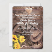 Invitation Western Rustic Sunflower Boot Casquette 40e annive (Devant)