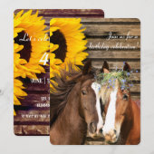 Invitation Western Rustic Sunflower Horse Pays Anniversaire D (Devant / Derrière)