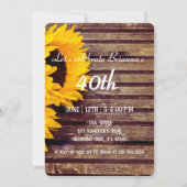 Invitation Western Rustic Sunflower Horse Pays Anniversaire D (Dos)