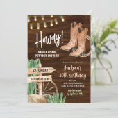 Invitation Western Rustic Wood Cowboy Homme Anniversaire (Debout devant)