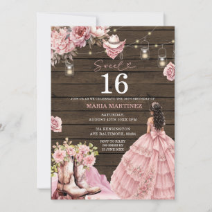 Invitation Western Rustique Anniversaire 16 ans