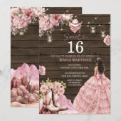 Invitation Western Rustique Anniversaire 16 ans (Devant / Derrière)