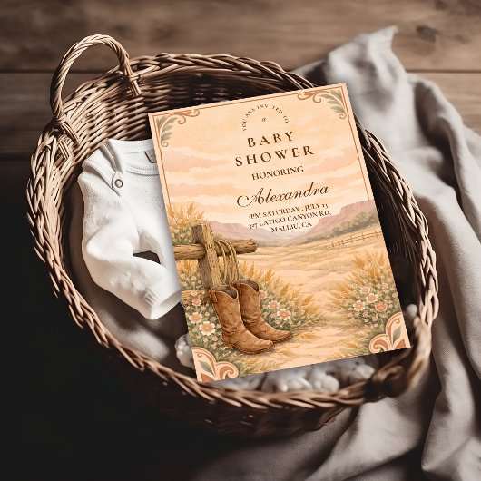 Invitation Western Saddle Desert Baby Shower