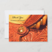 Invitation Western Saddle Mariage campagnard Merci Note (Devant)