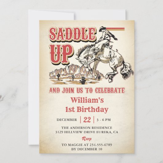 Invitation Western Saddle Up Et Rejoignez-Nous Pour Anniversa (Devant)